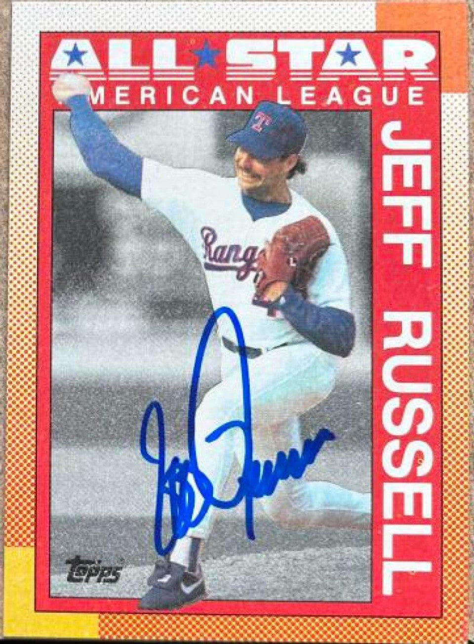 Jeff Russell Signed 1990 Topps All-Star Baseball Card - Texas Rangers