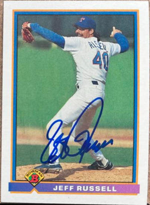 Jeff Russell Signed 1991 Bowman Baseball Card - Texas Rangers