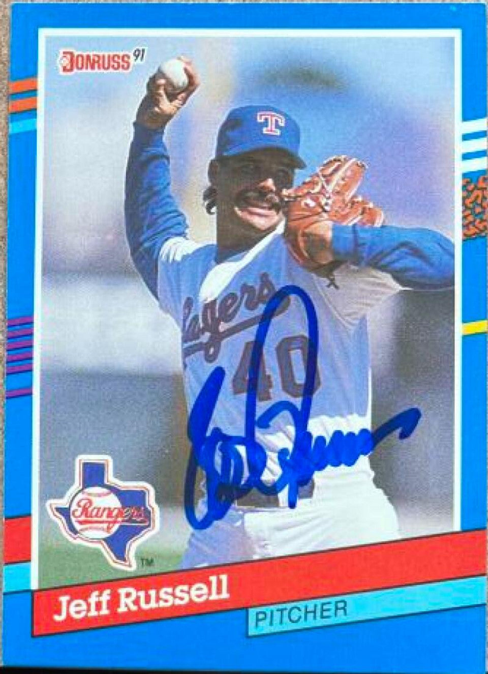 Jeff Russell Signed 1991 Donruss Baseball Card - Texas Rangers