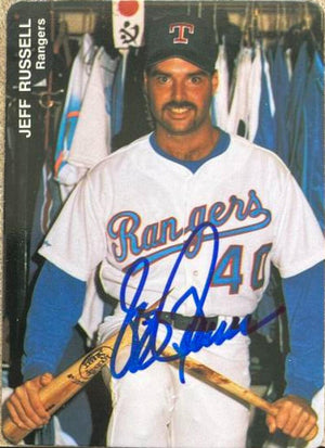 Jeff Russell Signed 1991 Mother's Cookies Baseball Card - Texas Rangers