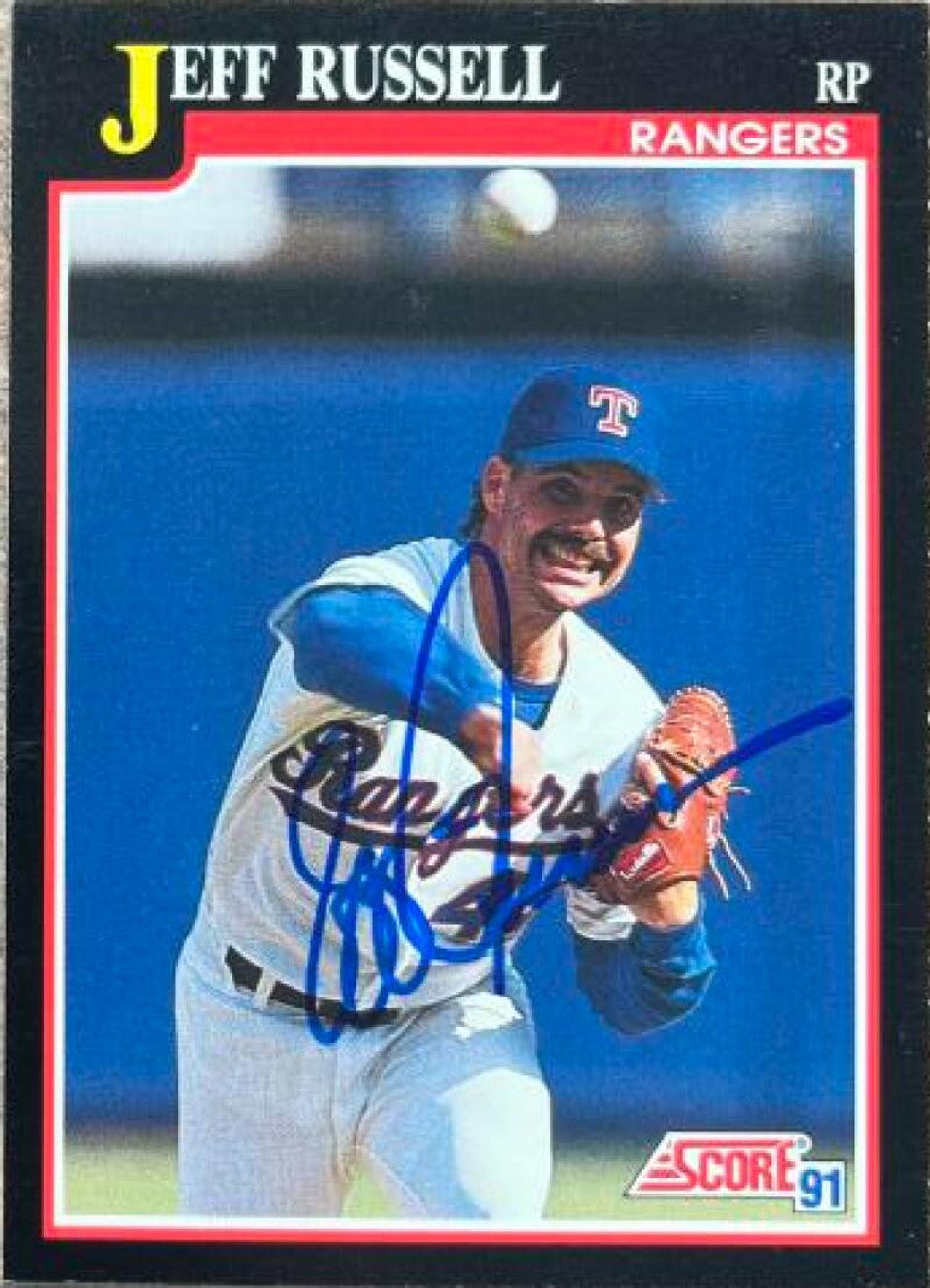 Jeff Russell Signed 1991 Score Baseball Card - Texas Rangers