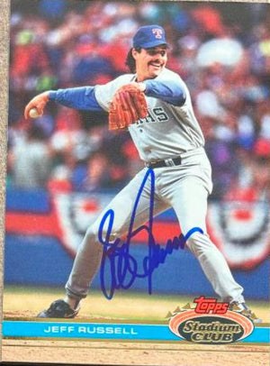 Jeff Russell Signed 1991 Stadium Club Baseball Card - Texas Rangers