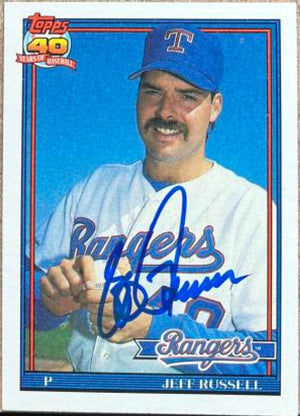 Jeff Russell Signed 1991 Topps Baseball Card - Texas Rangers