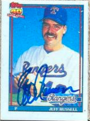 Jeff Russell Signed 1991 Topps Micro Baseball Card - Texas Rangers