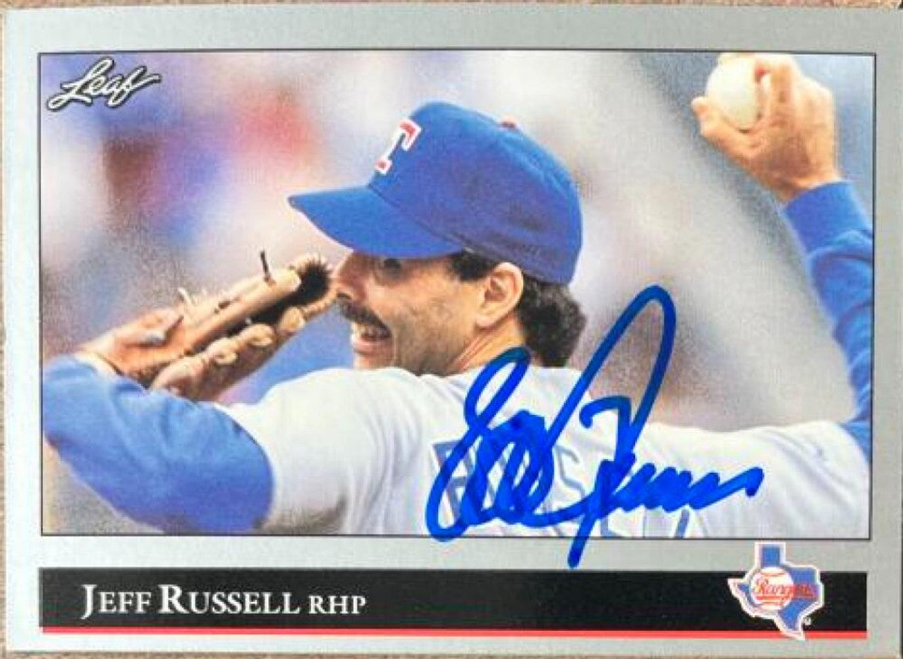 Jeff Russell Signed 1992 Leaf Baseball Card - Texas Rangers