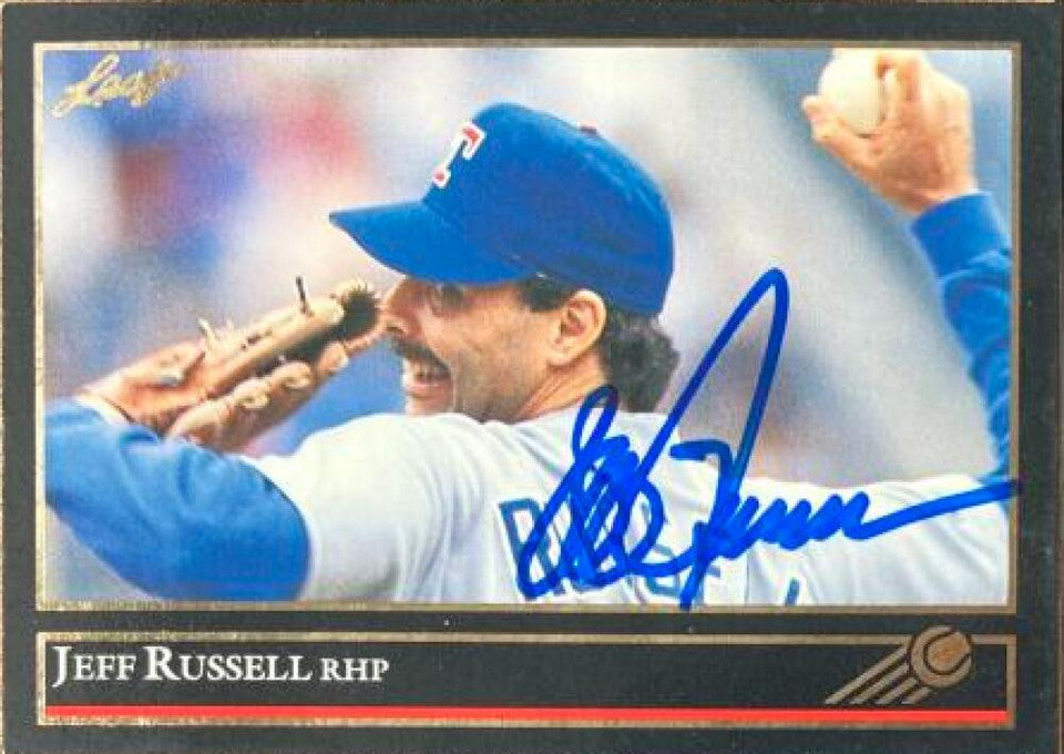 Jeff Russell Signed 1992 Leaf Black Gold Baseball Card - Texas Rangers