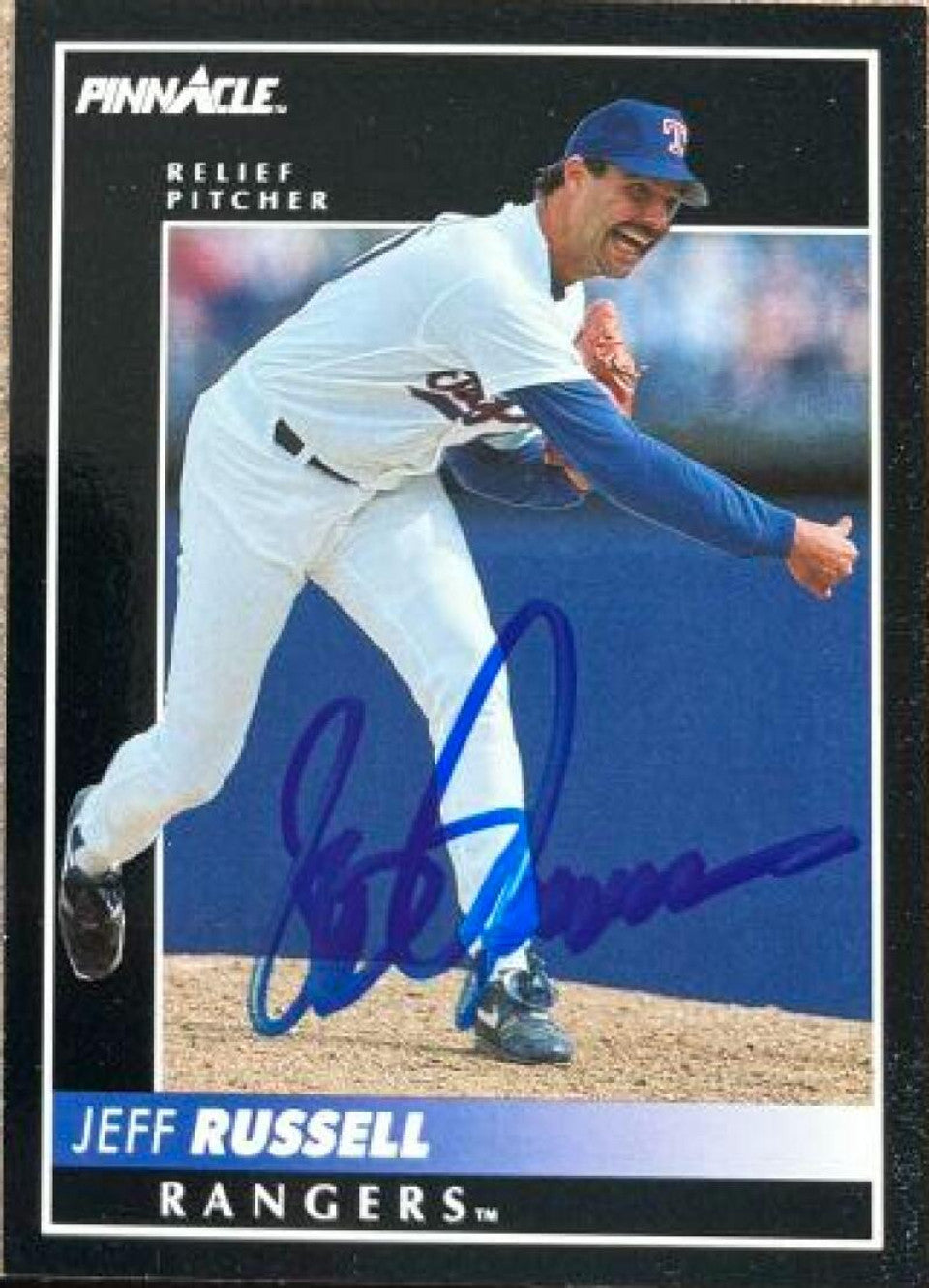 Jeff Russell Signed 1992 Pinnacle Baseball Card - Texas Rangers