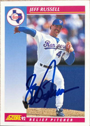 Jeff Russell Signed 1992 Score Baseball Card - Texas Rangers