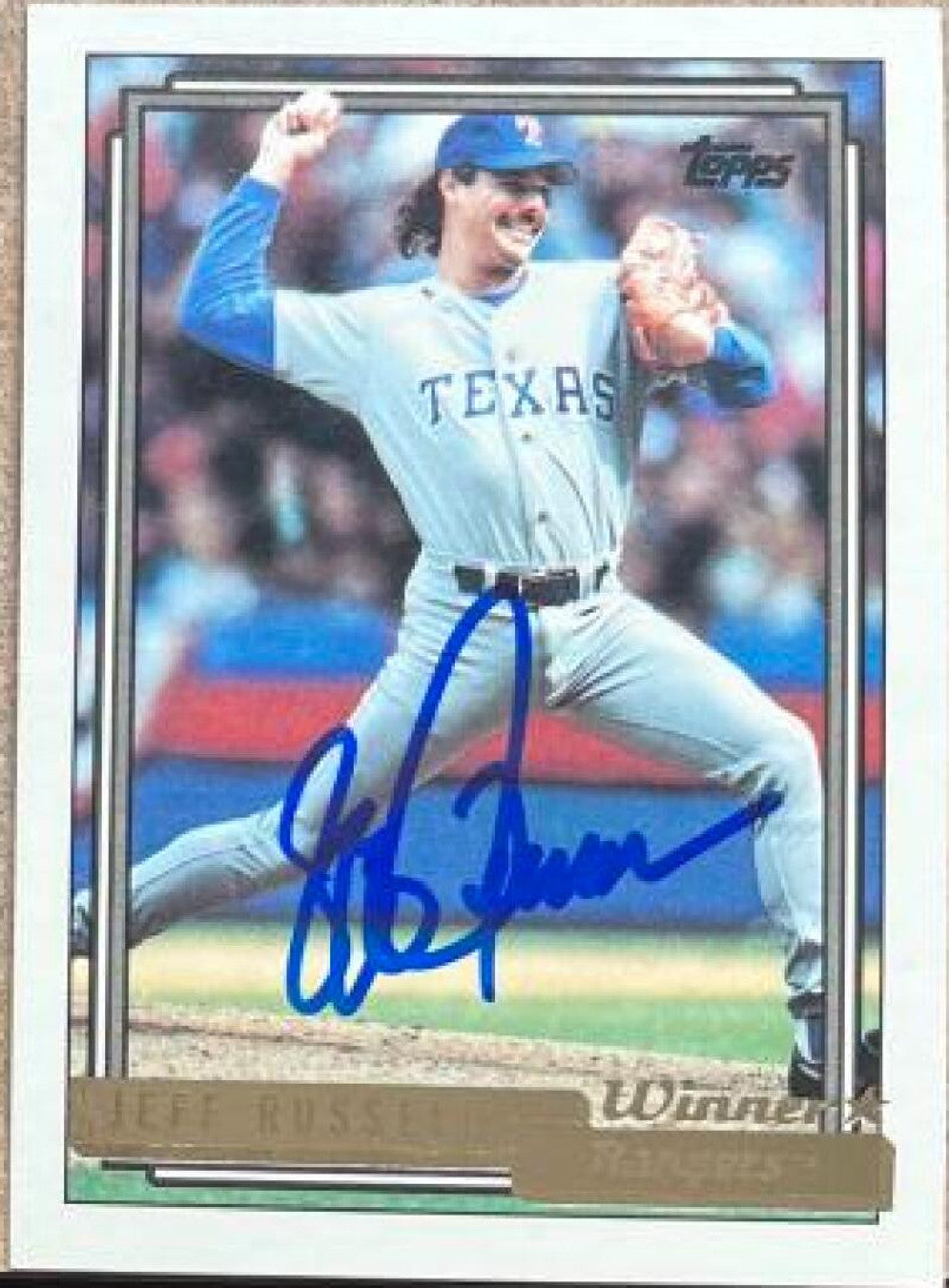 Jeff Russell Signed 1992 Topps Gold Winner Baseball Card - Texas Rangers