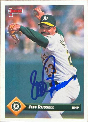 Jeff Russell Signed 1993 Donruss Baseball Card - Oakland A's