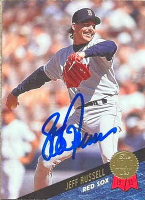 Jeff Russell Signed 1993 Leaf Baseball Card - Boston Red Sox