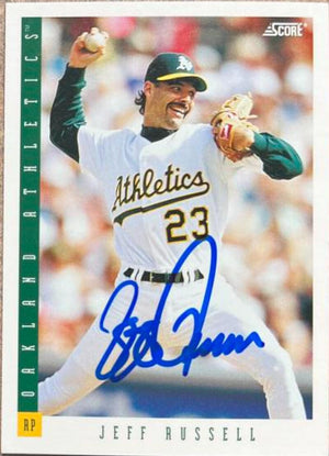 Jeff Russell Signed 1993 Score Baseball Card - Oakland A's