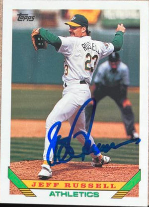 Jeff Russell Signed 1993 Topps Baseball Card - Oakland A's