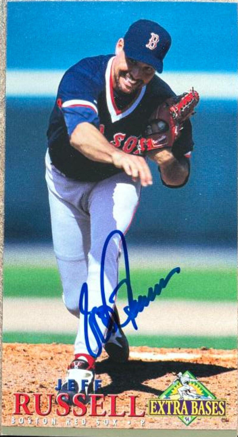 Jeff Russell Signed 1994 Fleer Extra Bases Baseball Card - Boston Red Sox