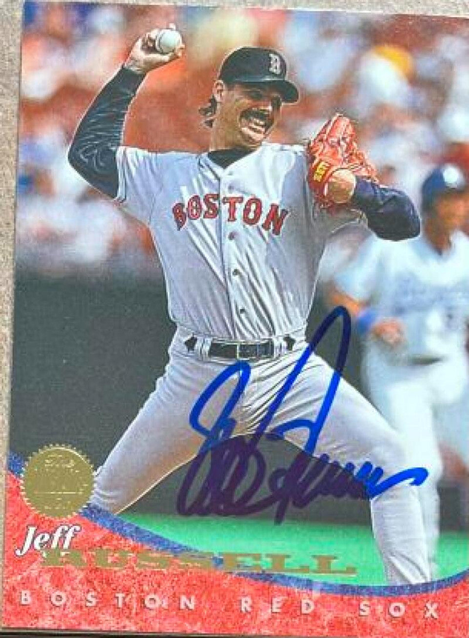 Jeff Russell Signed 1994 Leaf Baseball Card - Boston Red Sox