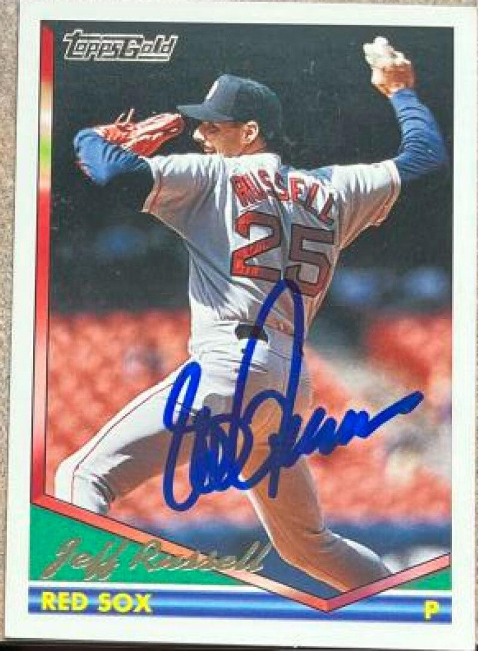 Jeff Russell Signed 1994 Topps Gold Baseball Card - Boston Red Sox