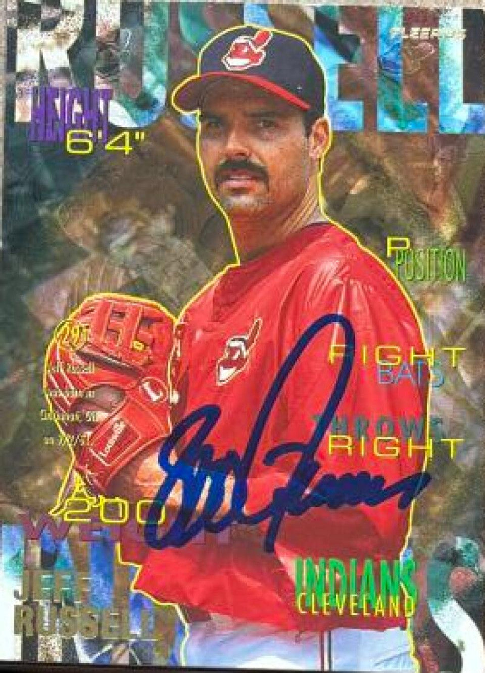 Jeff Russell Signed 1995 Fleer Baseball Card - Cleveland Indians