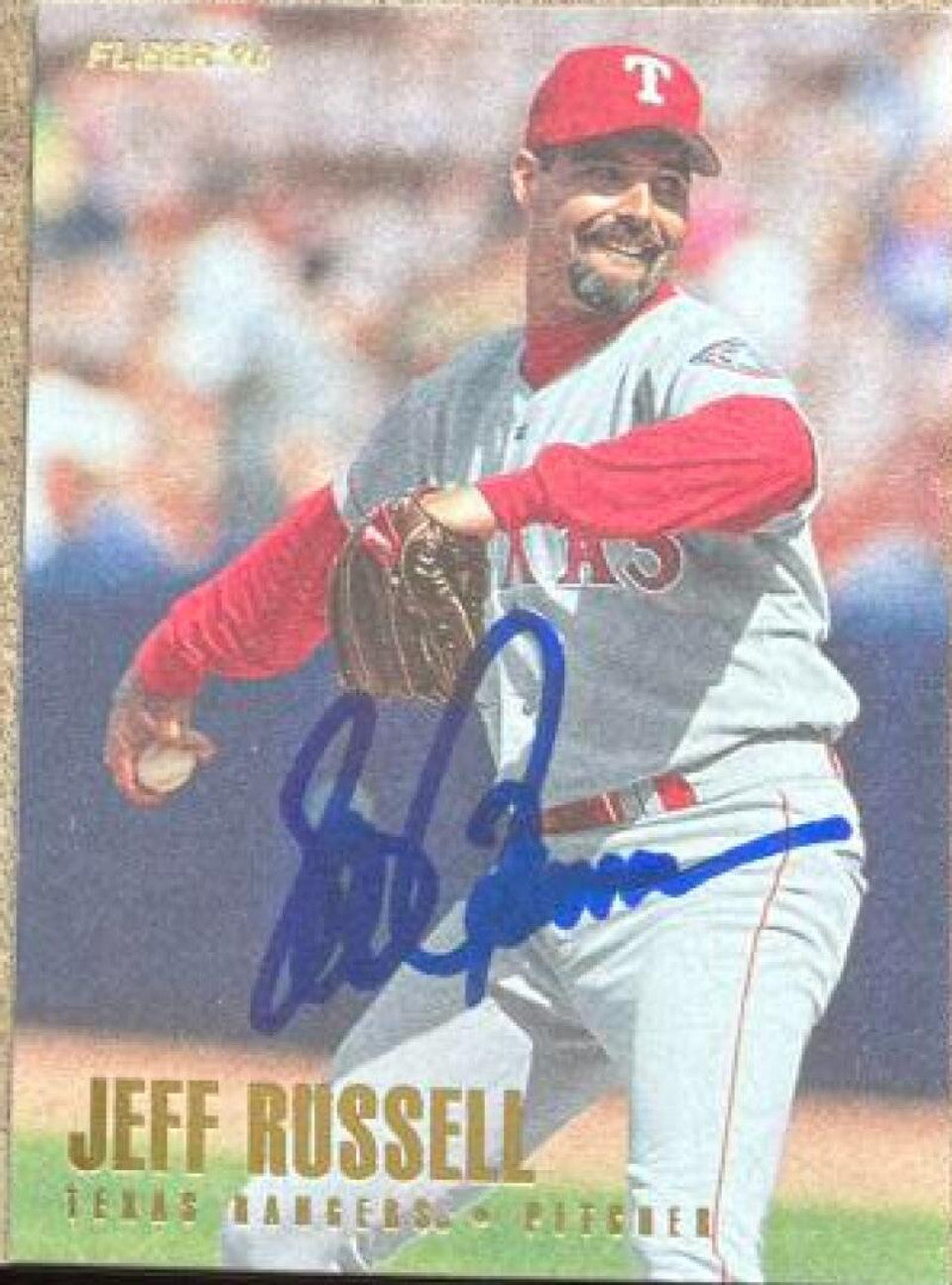 Jeff Russell Signed 1996 Fleer Baseball Card - Texas Rangers