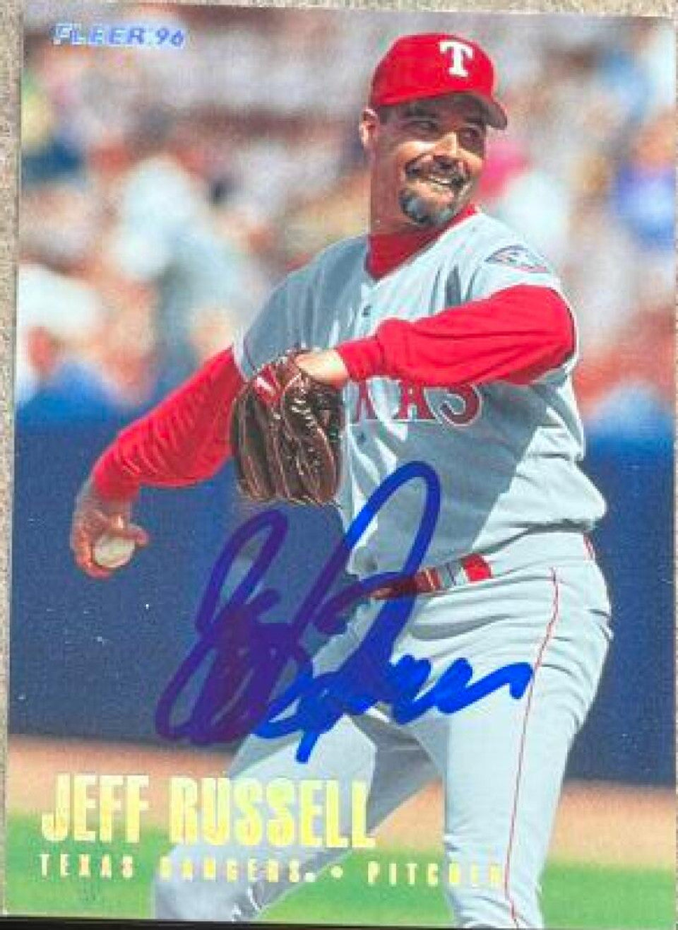 Jeff Russell Signed 1996 Fleer Tiffany Baseball Card - Texas Rangers