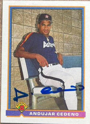 Andujar Cedeno Signed 1991 Bowman Baseball Card - Houston Astros