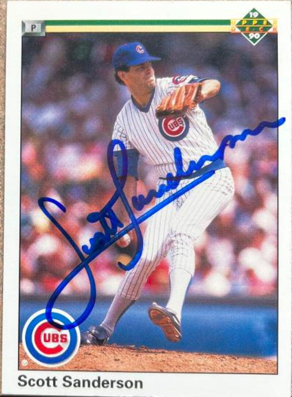 Scott Sanderson Signed 1990 Upper Deck Baseball Card - Chicago Cubs