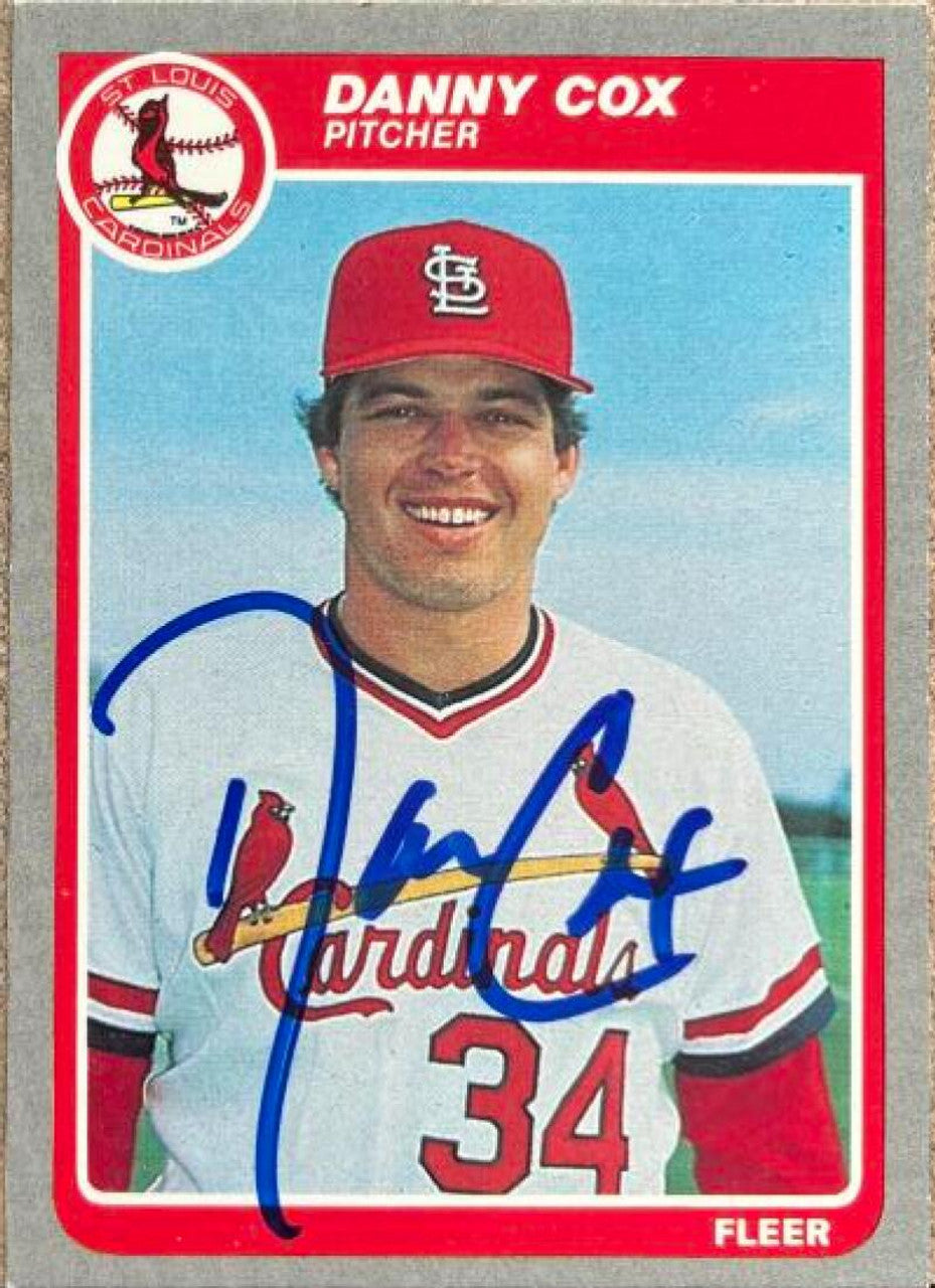 Danny Cox Signed 1985 Fleer Baseball Card - St Louis Cardinals