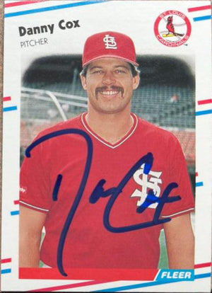 Danny Cox Signed 1988 Fleer Baseball Card - St Louis Cardinals