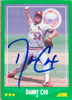 Danny Cox Signed 1988 Score Baseball Card - St Louis Cardinals