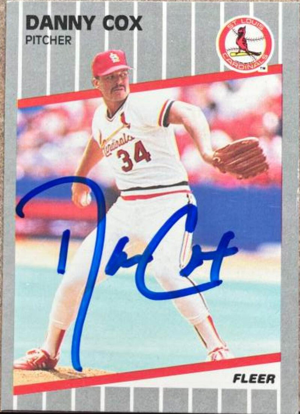 Danny Cox Signed 1989 Fleer Baseball Card - St Louis Cardinals