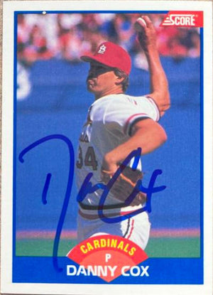 Danny Cox Signed 1989 Score Baseball Card - St Louis Cardinals