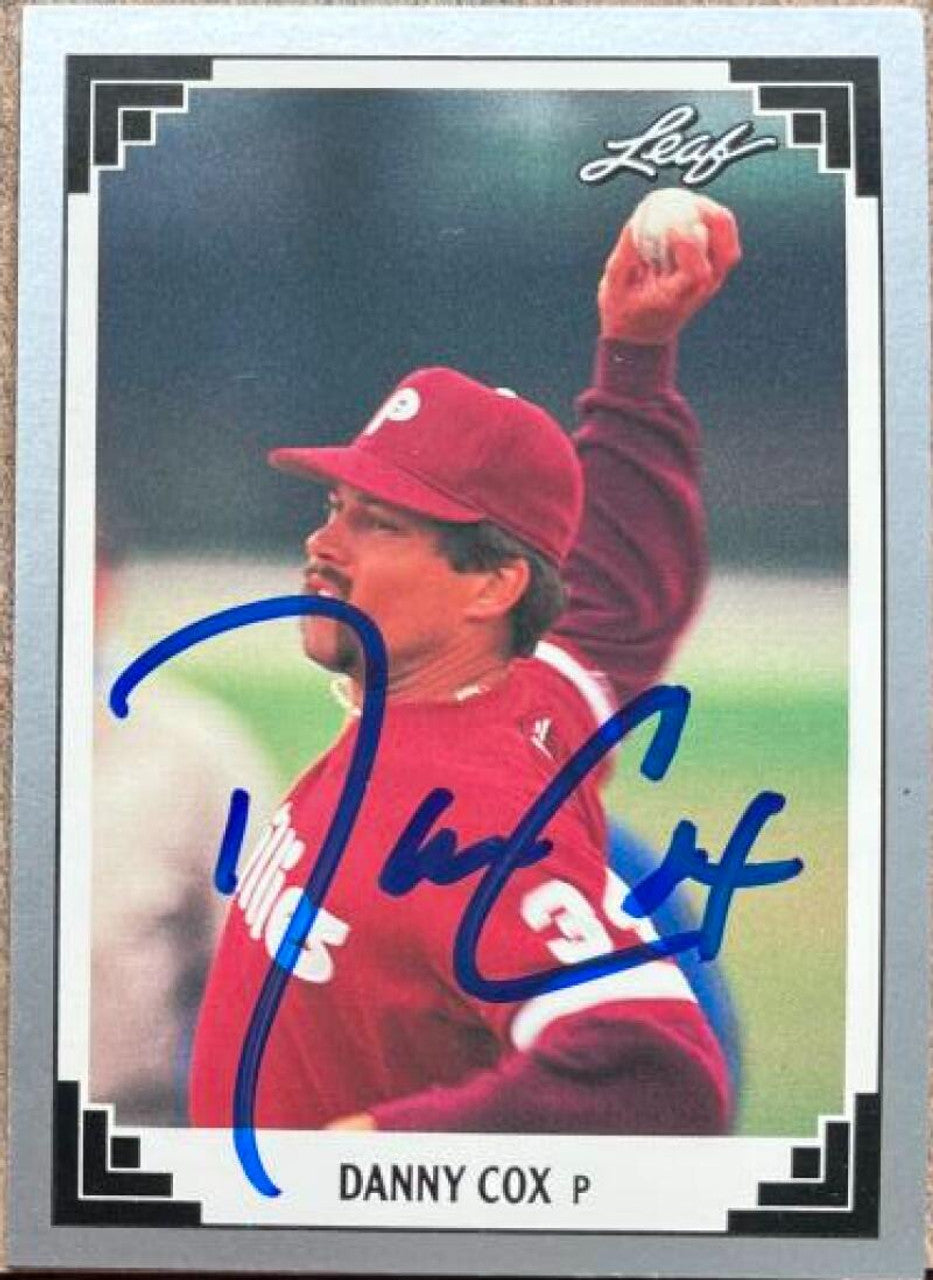 Danny Cox Signed 1991 Leaf Baseball Card - Philadelphia Phillies