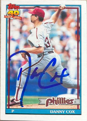 Danny Cox Signed 1991 Topps Traded Baseball Card - Philadelphia Phillies