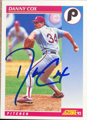 Danny Cox Signed 1992 Score Baseball Card - Philadelphia Phillies