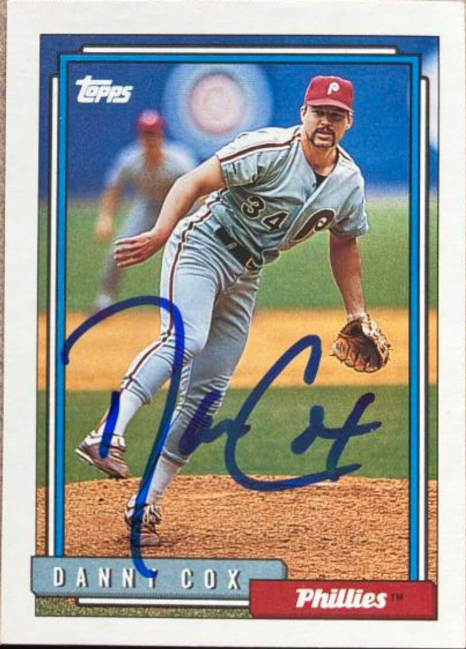 Danny Cox Signed 1992 Topps Baseball Card - Philadelphia Phillies