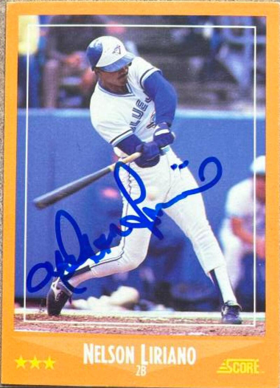 Nelson Liriano Signed 1988 Score Baseball Card - Toronto Blue Jays