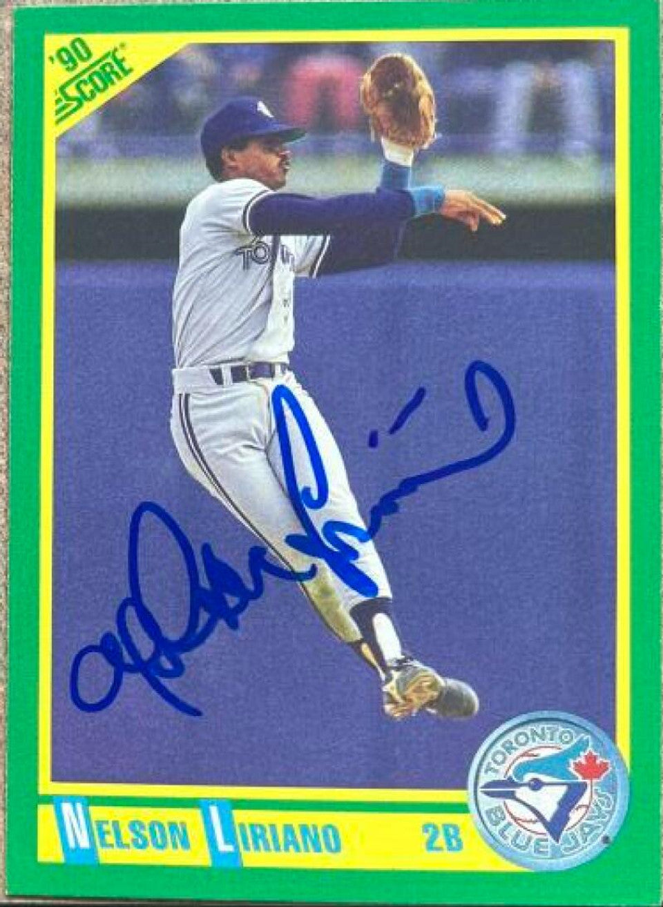 Nelson Liriano Signed 1990 Score Baseball Card - Toronto Blue Jays