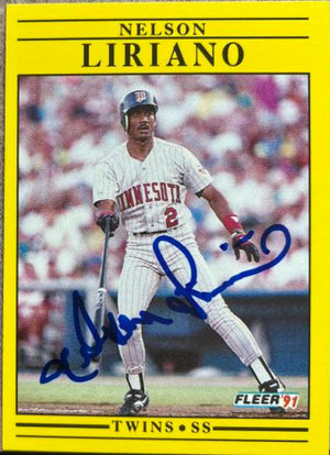 Nelson Liriano Signed 1991 Fleer Baseball Card - Minnesota Twins