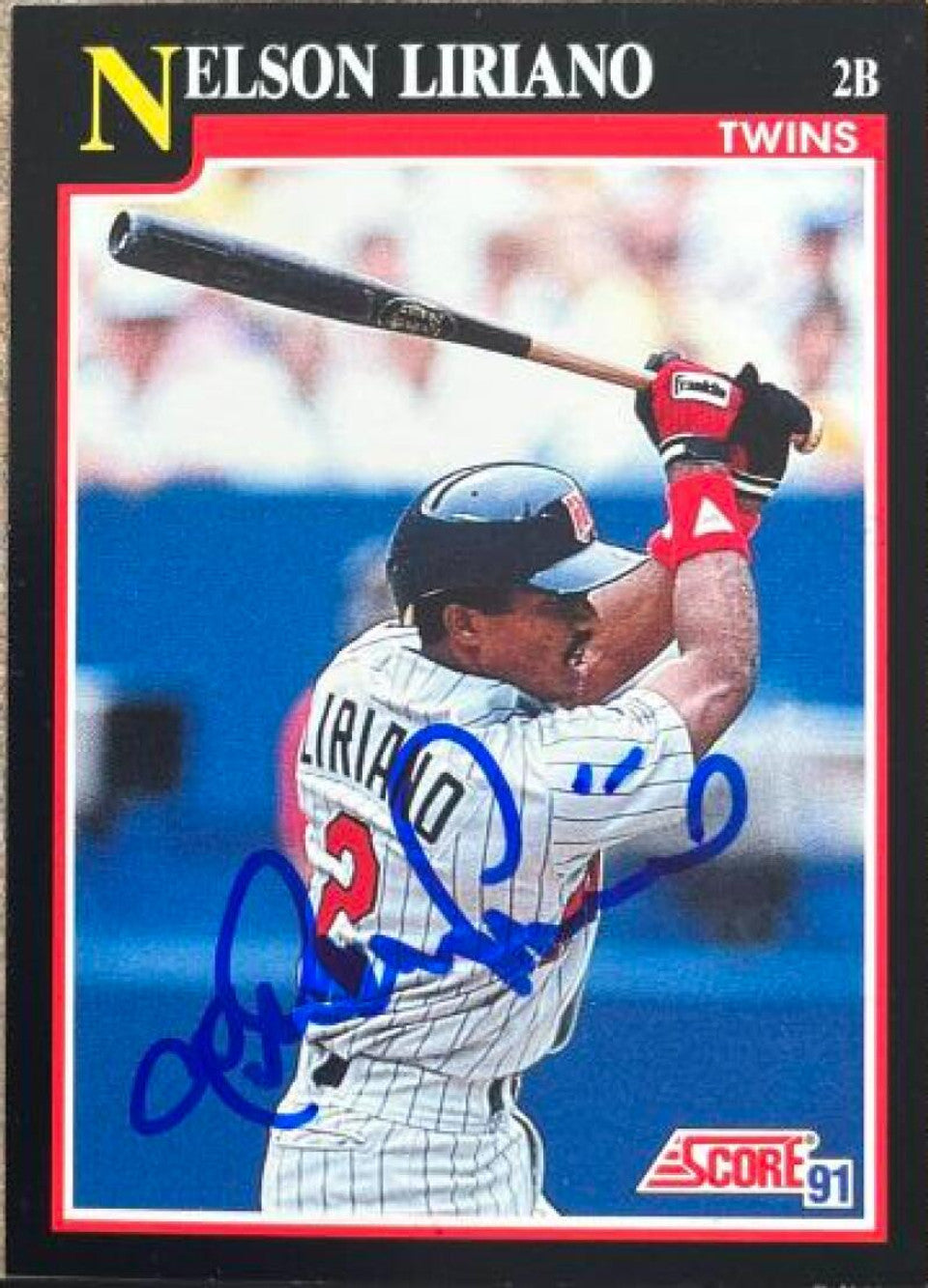 Nelson Liriano Signed 1991 Score Baseball Card - Minnesota Twins