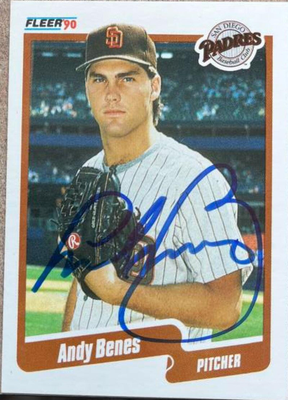 Andy Benes Signed 1990 Fleer Baseball Card - San Diego Padres