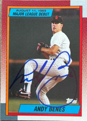 Andy Benes Signed 1990 Topps MLB Debut Baseball Card - San Diego Padres