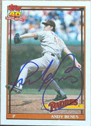 Andy Benes Signed 1991 Topps Baseball Card - San Diego Padres