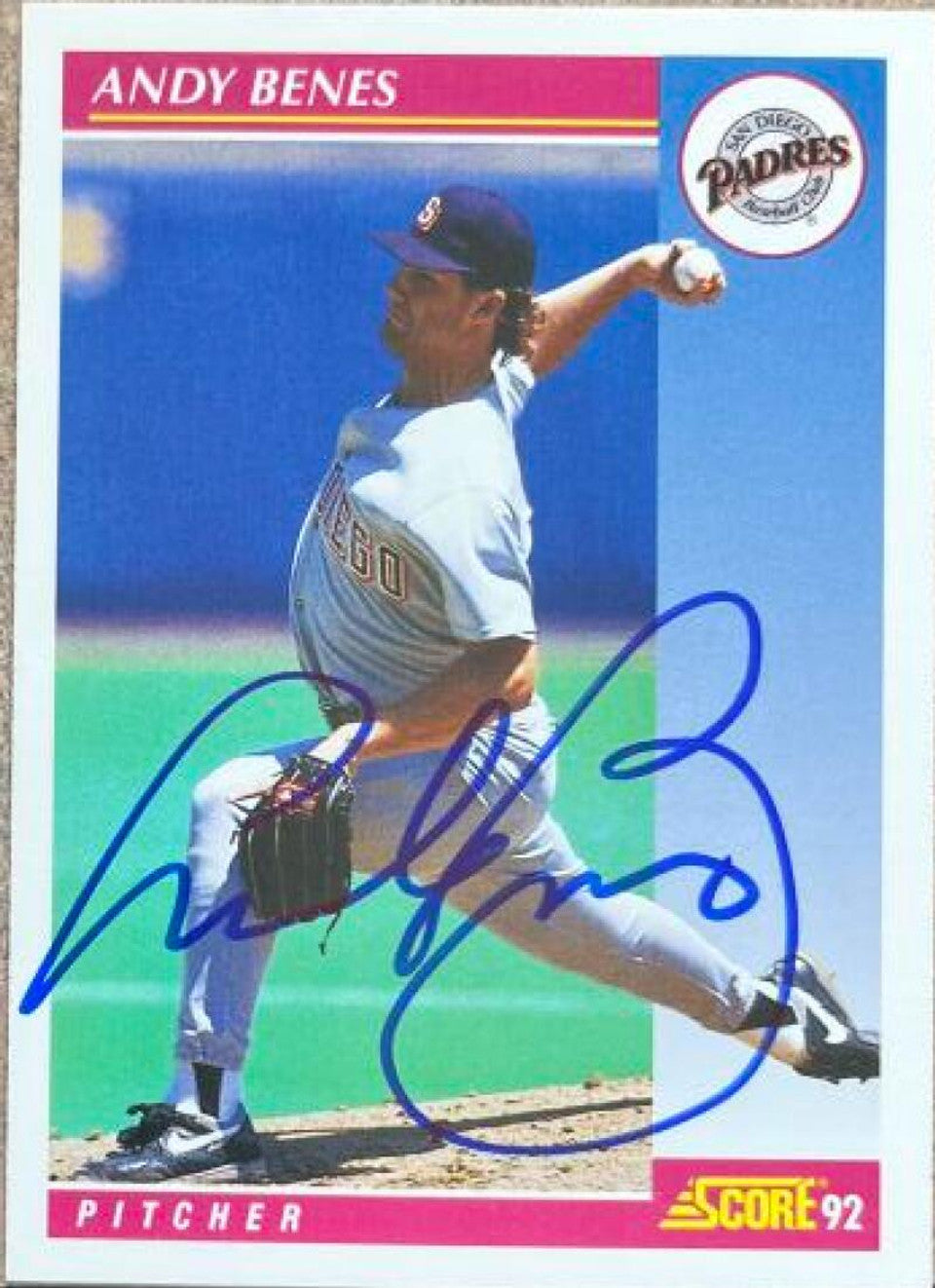 Andy Benes Signed 1992 Score Baseball Card - San Diego Padres