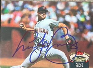 Andy Benes Signed 1992 Stadium Club Baseball Card - San Diego Padres