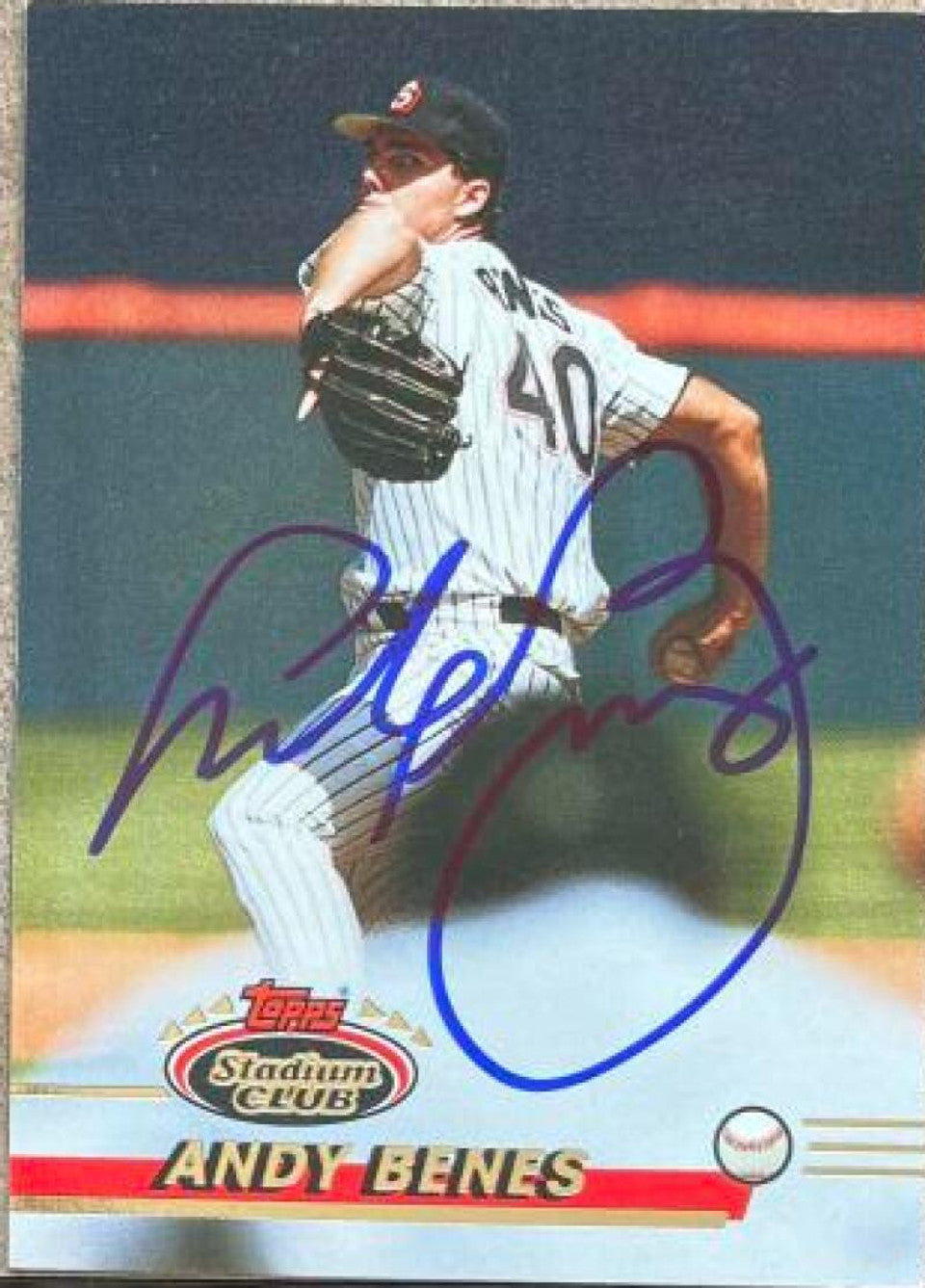 Andy Benes Signed 1993 Stadium Club Baseball Card - San Diego Padres