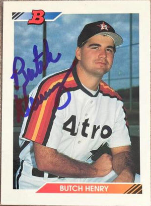 Butch Henry Signed 1992 Bowman Baseball Card - Houston Astros