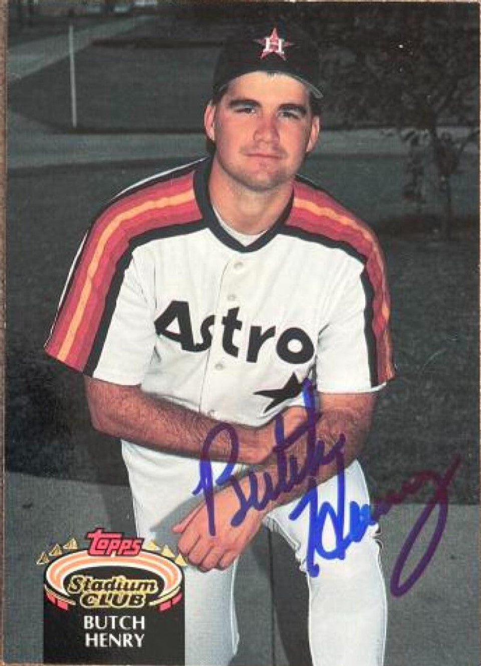 Butch Henry Signed 1992 Stadium Club Baseball Card - Houston Astros