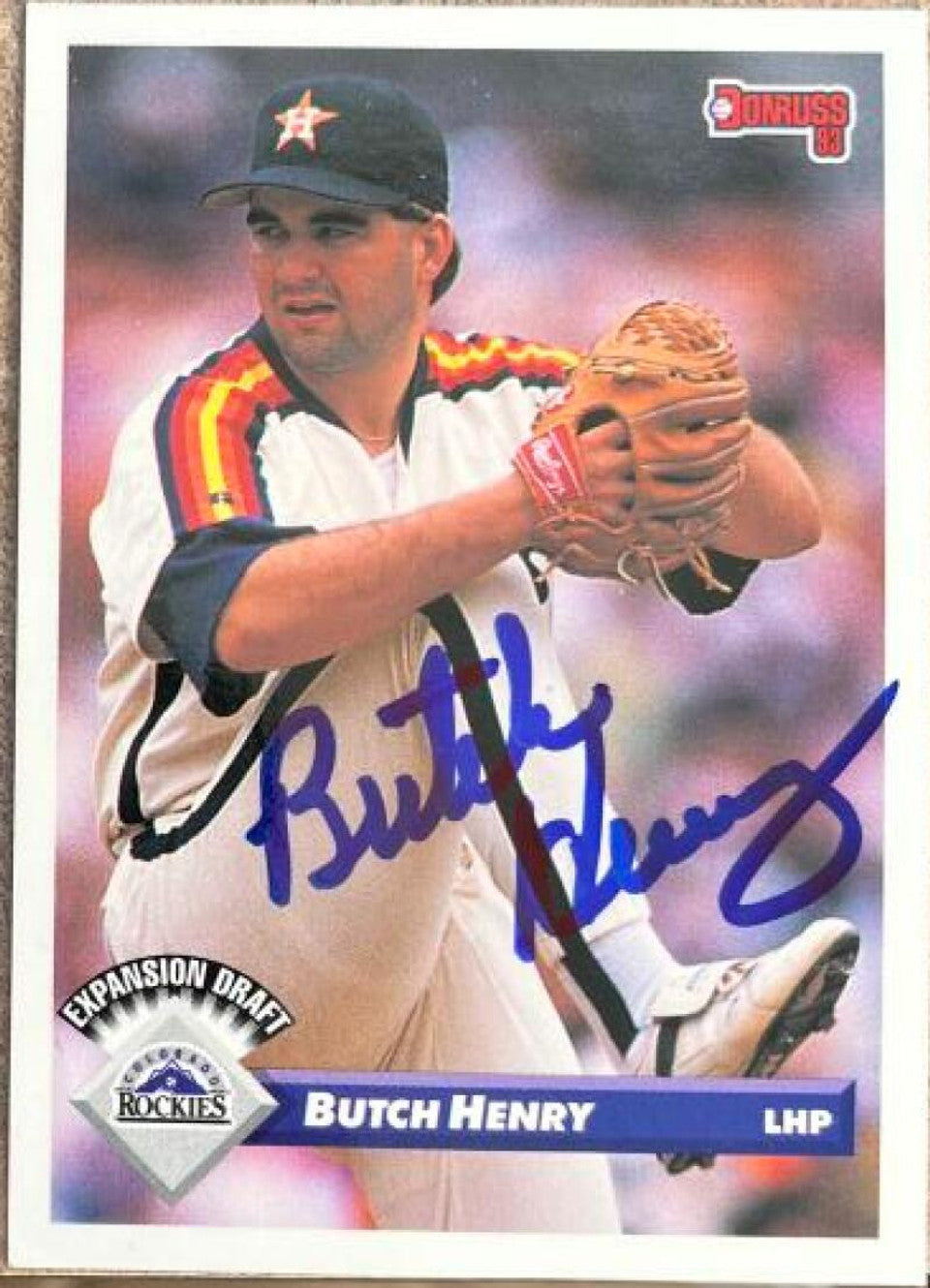 Butch Henry Signed 1993 Donruss Baseball Card - Colorado Rockies