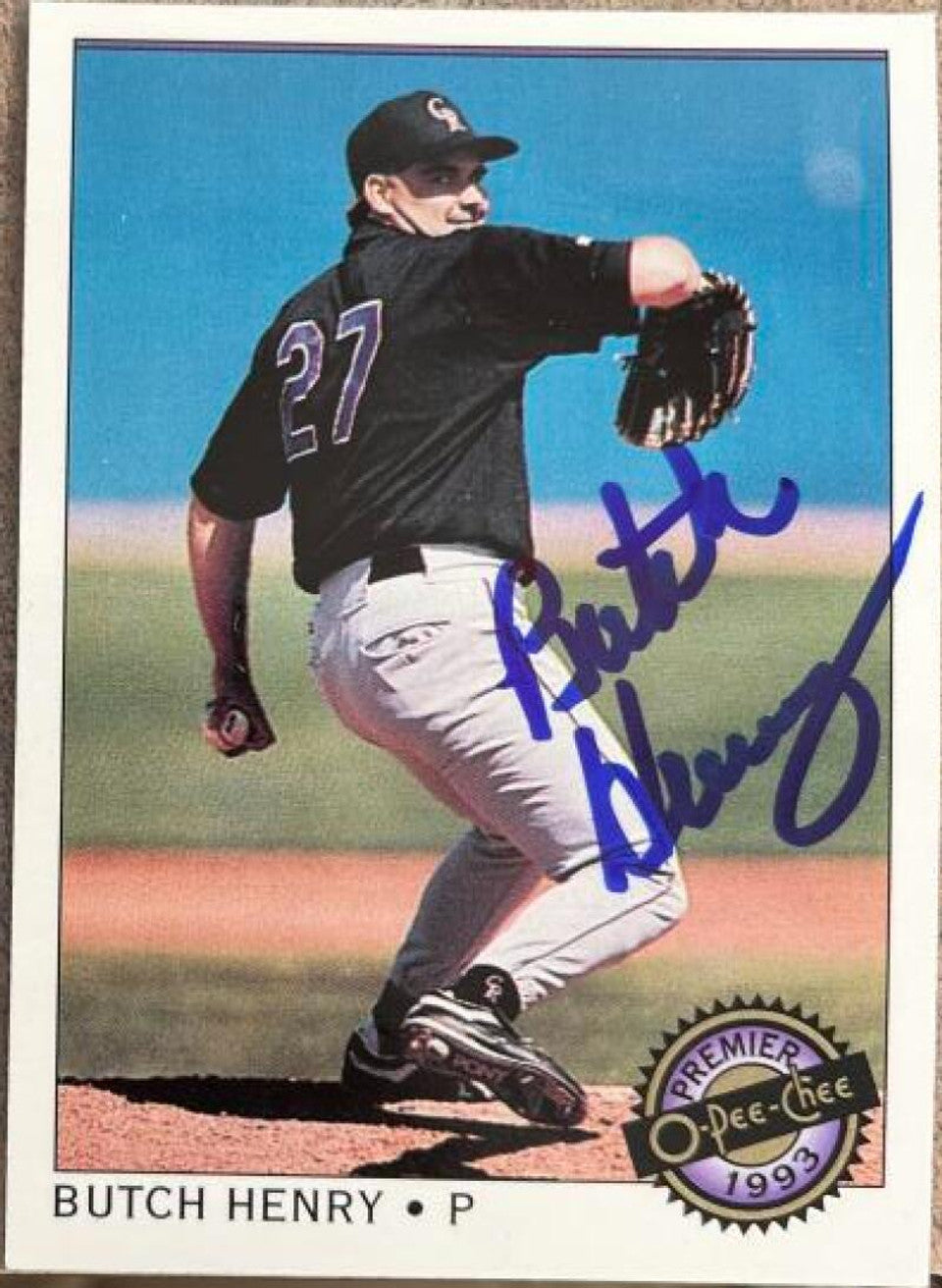 Butch Henry Signed 1993 O-Pee-Chee Premier Baseball Card - Colorado Rockies