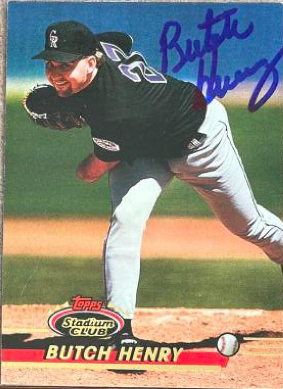 Butch Henry Signed 1993 Stadium Club Baseball Card - Colorado Rockies