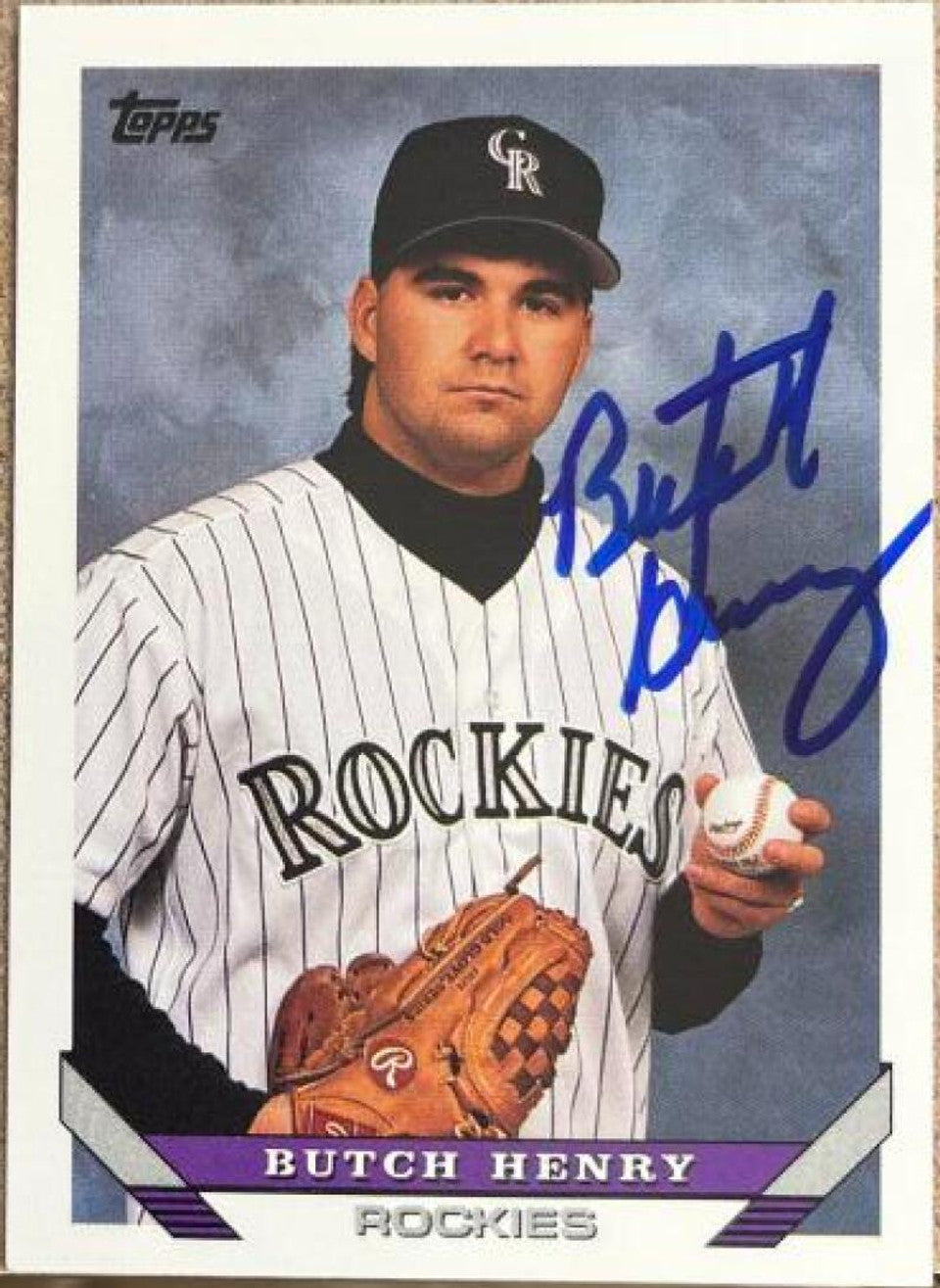 ブッチ・ヘンリー サイン入り 1993 Topps ベースボールカード - コロラド・ロッキーズ